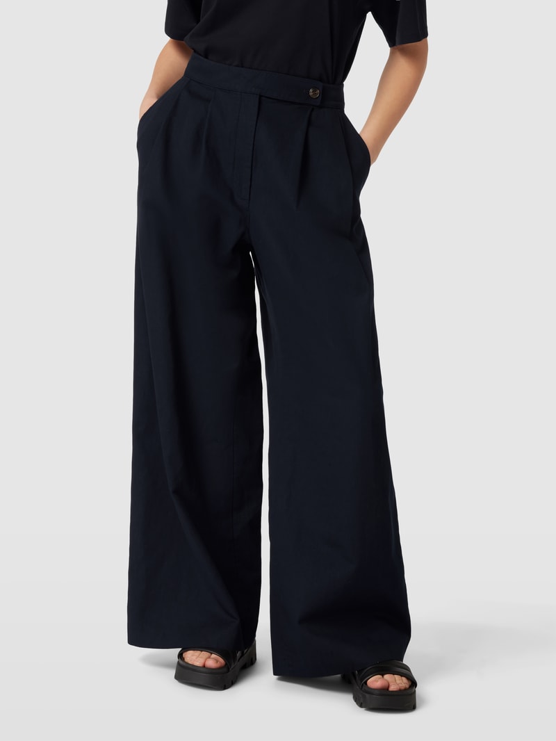 Wide Leg Hose mit Leinen-Anteil in marineblau