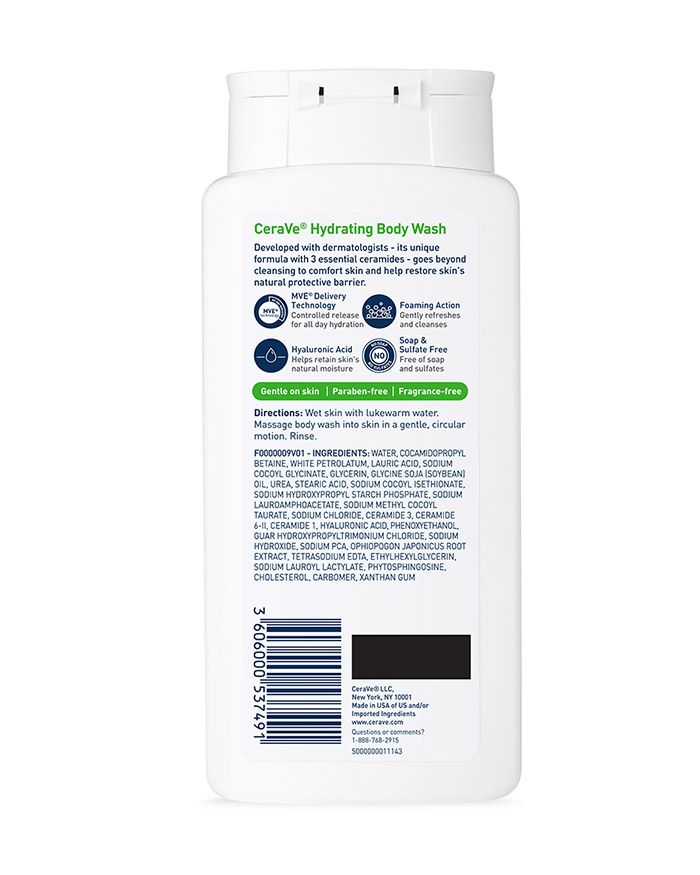 Gel douche hydratant moussant pour peaux normales à sèches