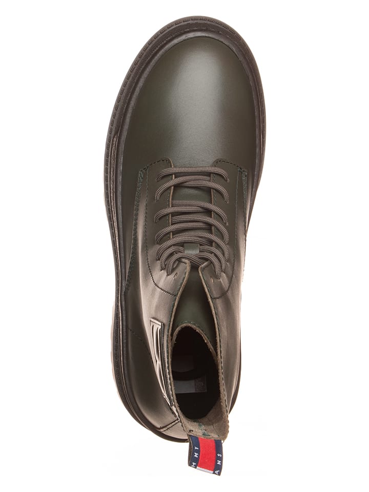 Tommy Hilfiger Shoes Leder-Boots in Khaki günstig kaufen