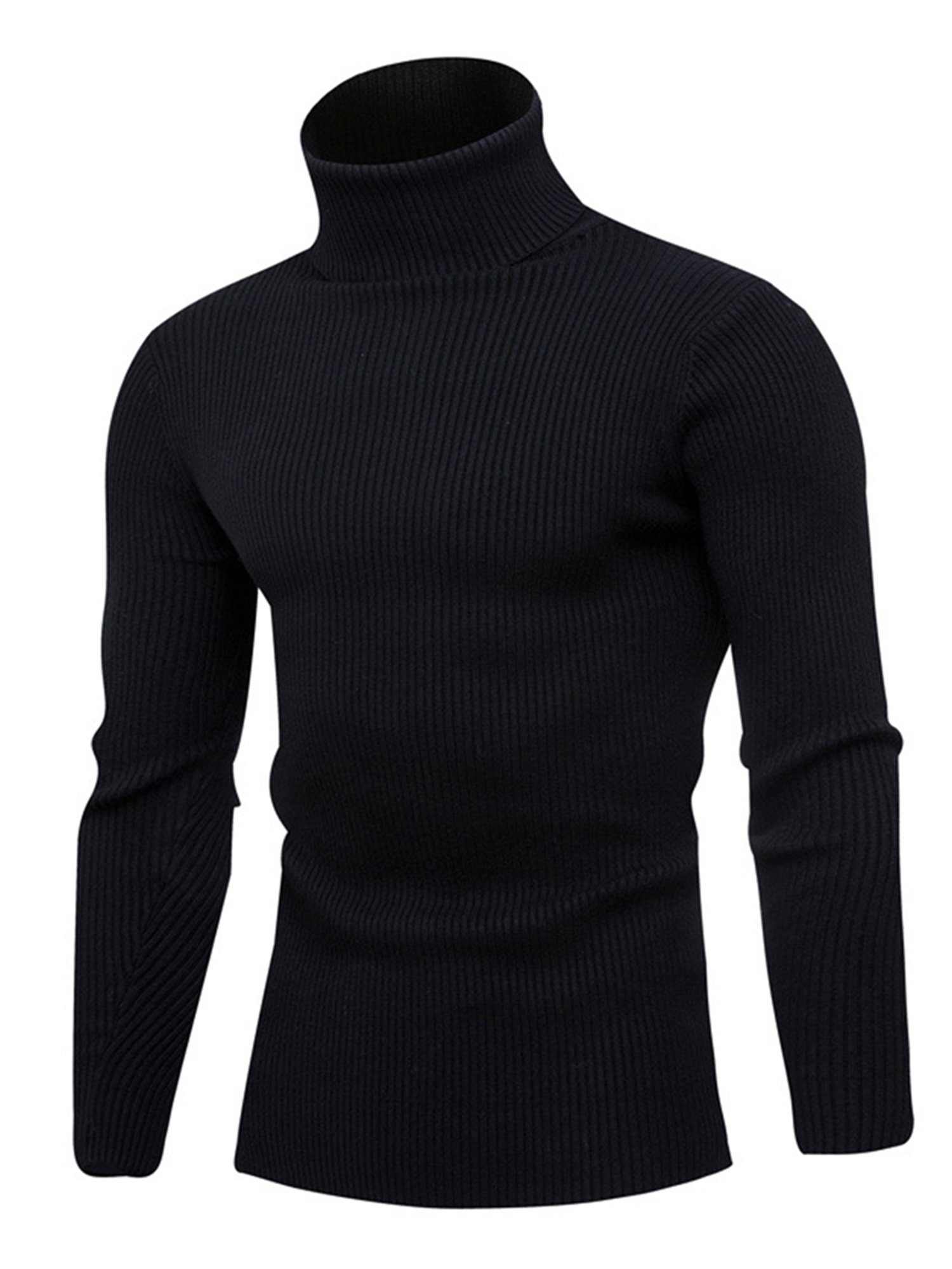 Lapastyle Strickpullover Gestrickter klassischer Basics Pullover für Herren in einfarbiger (1-tlg) Langarmshirt, Rollkragen, Slim fit