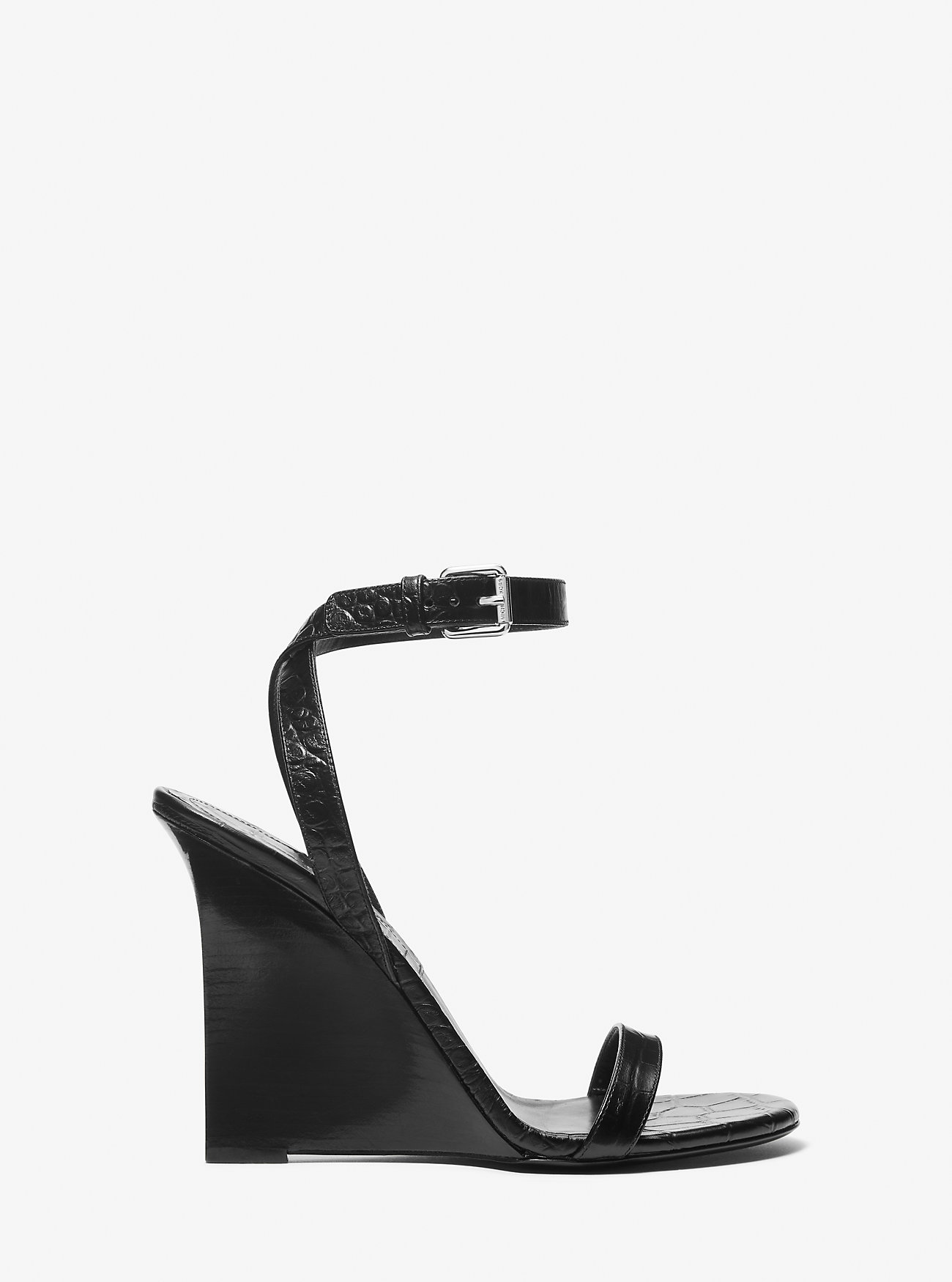 Claudia Crocodile Preget Skinnkile Sandal - SVART
