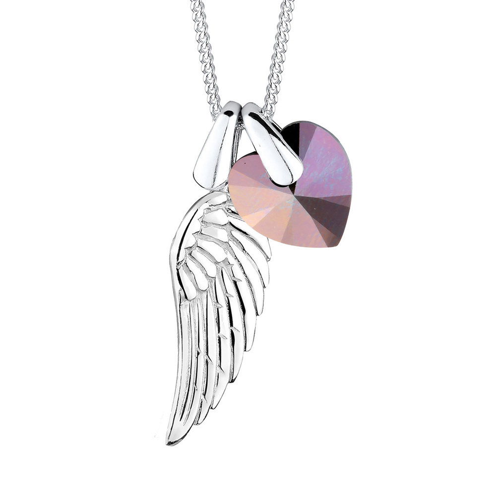 Elli Elli Collier Femme Pendentif Coeur Aile de Précieux Cristal en Argent Sterling 92 collier