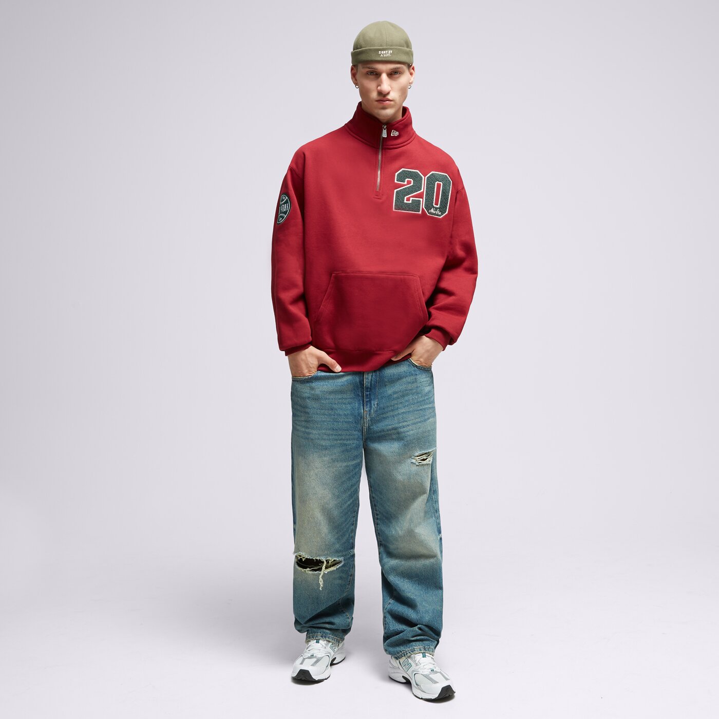 NEW ERA SWEATSHIRT MIT REIßVERSCHLUSS   NE QUARTER ZIP NONE Dunkelrot