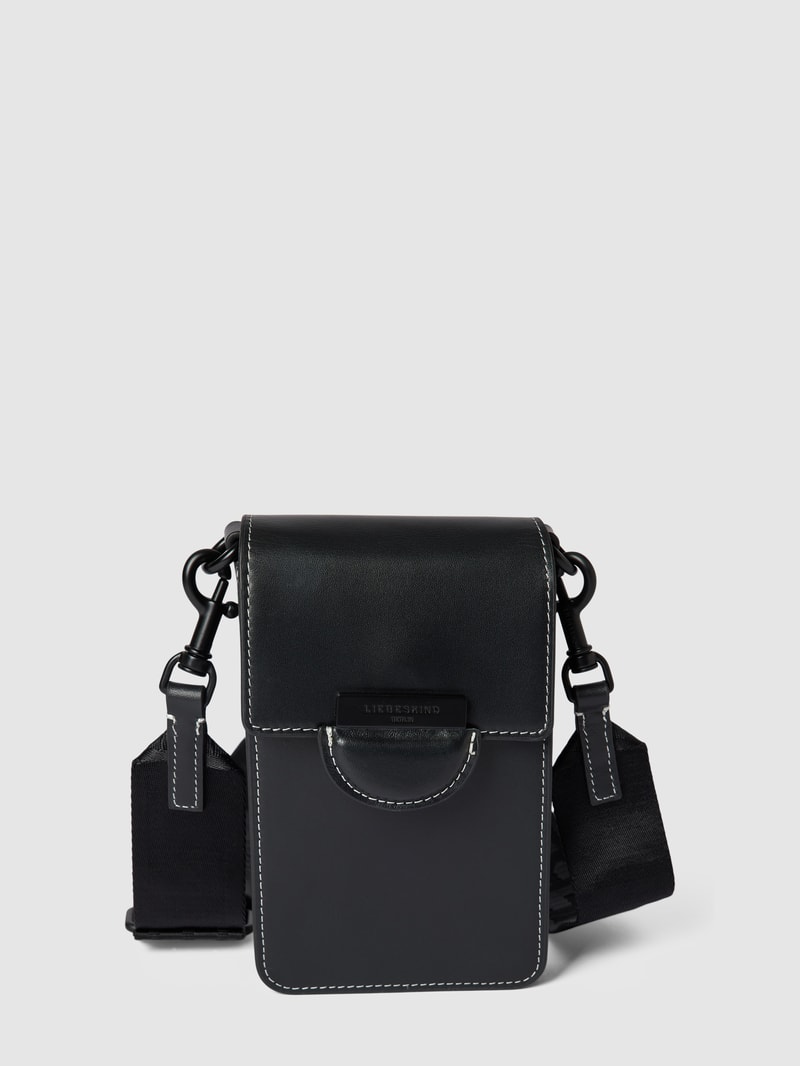 Handytasche mit Label-Details Modell 'Mobile' in schwarz