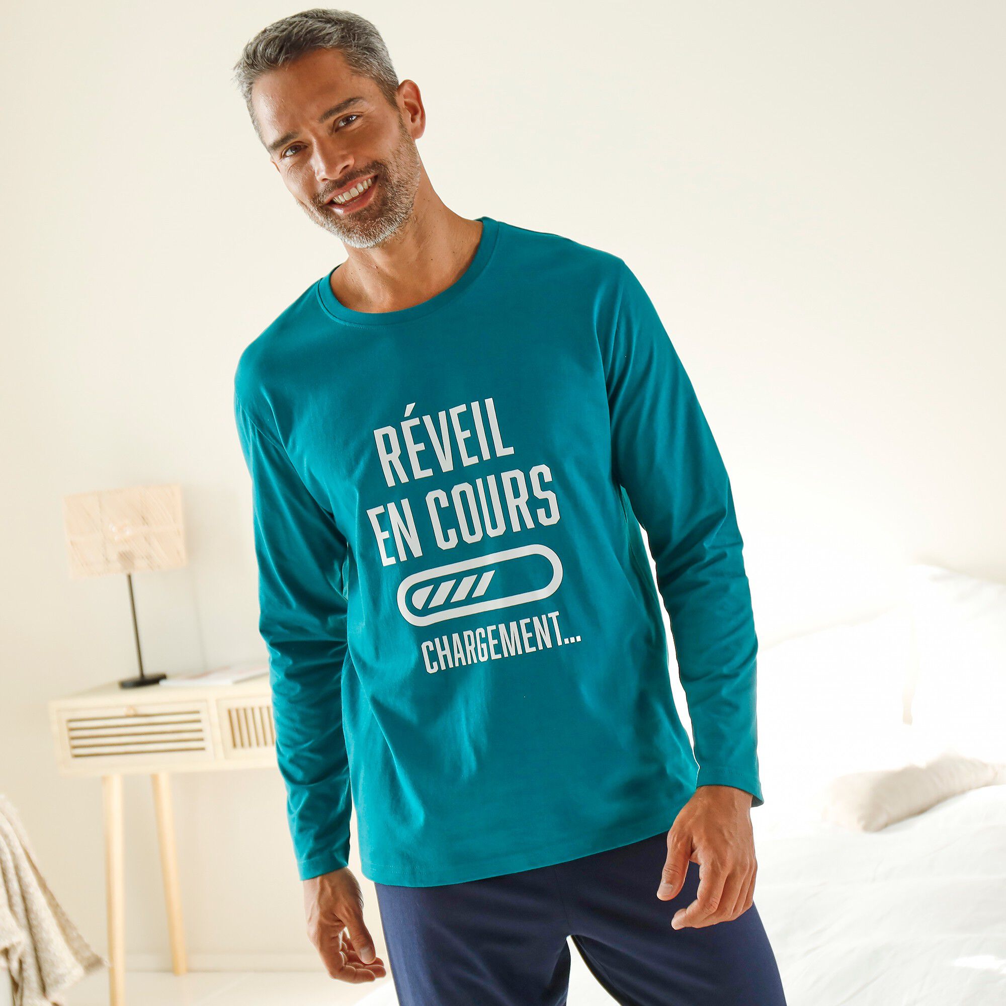Pyjama col rond à message