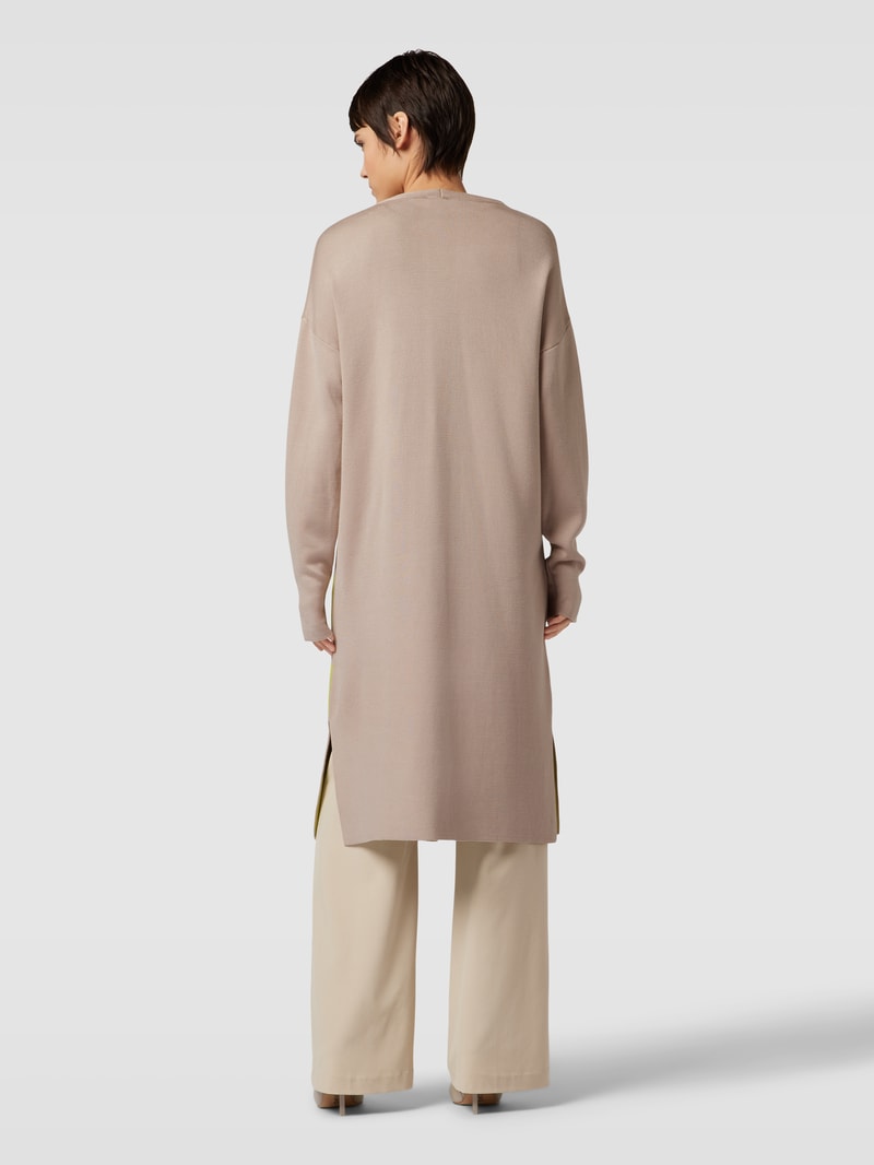 Longcardigan mit Statement-Schriftzug in apfelgrün