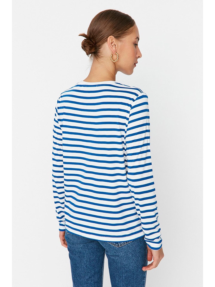 trendyol Longsleeve in Blau/ Weiß günstig kaufen