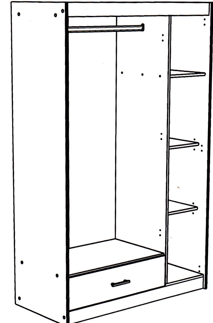 Parisot mit 3-trg. Kleiderschrank und Hochbett, Charly 6 - mit ausziehbarem Schreibtisch