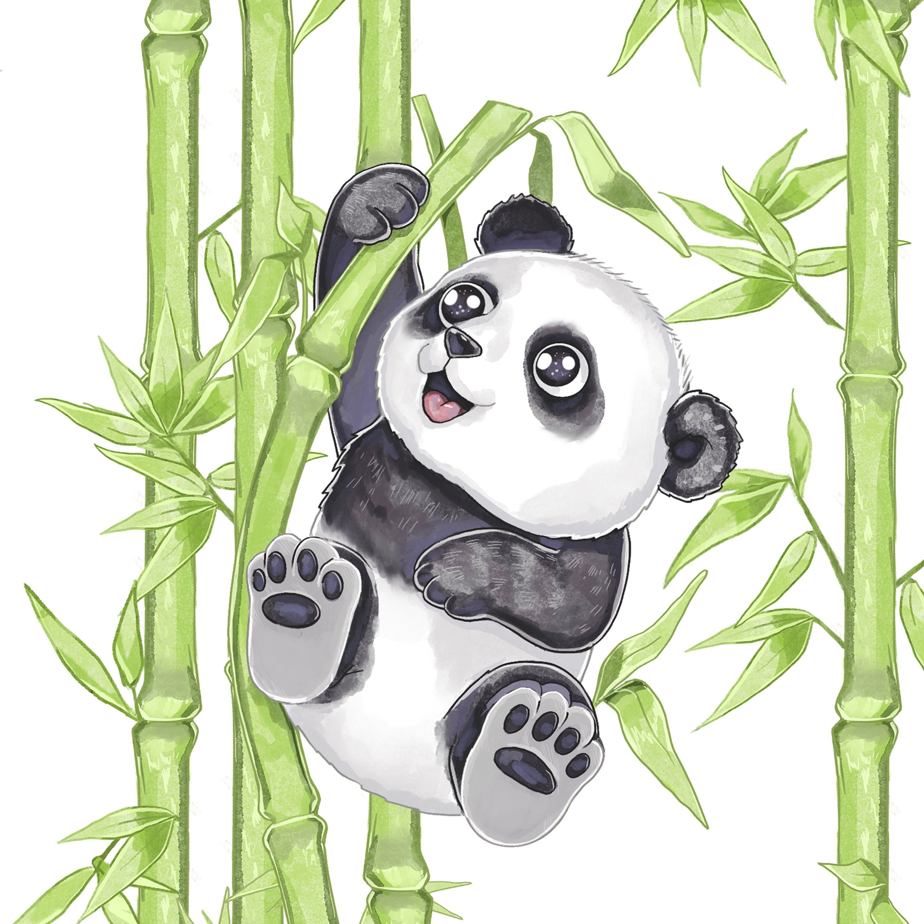 Kinderbettwäsche Panda als Babybettwäsche 100x135 oder Kinderbettwäsche 135x200, Koru Kids, 100% Baumwolle (Renforc), 2 teilig, Kuschelig weiche Kinderbettwäsche mit wirklich tollem Panda Motiv