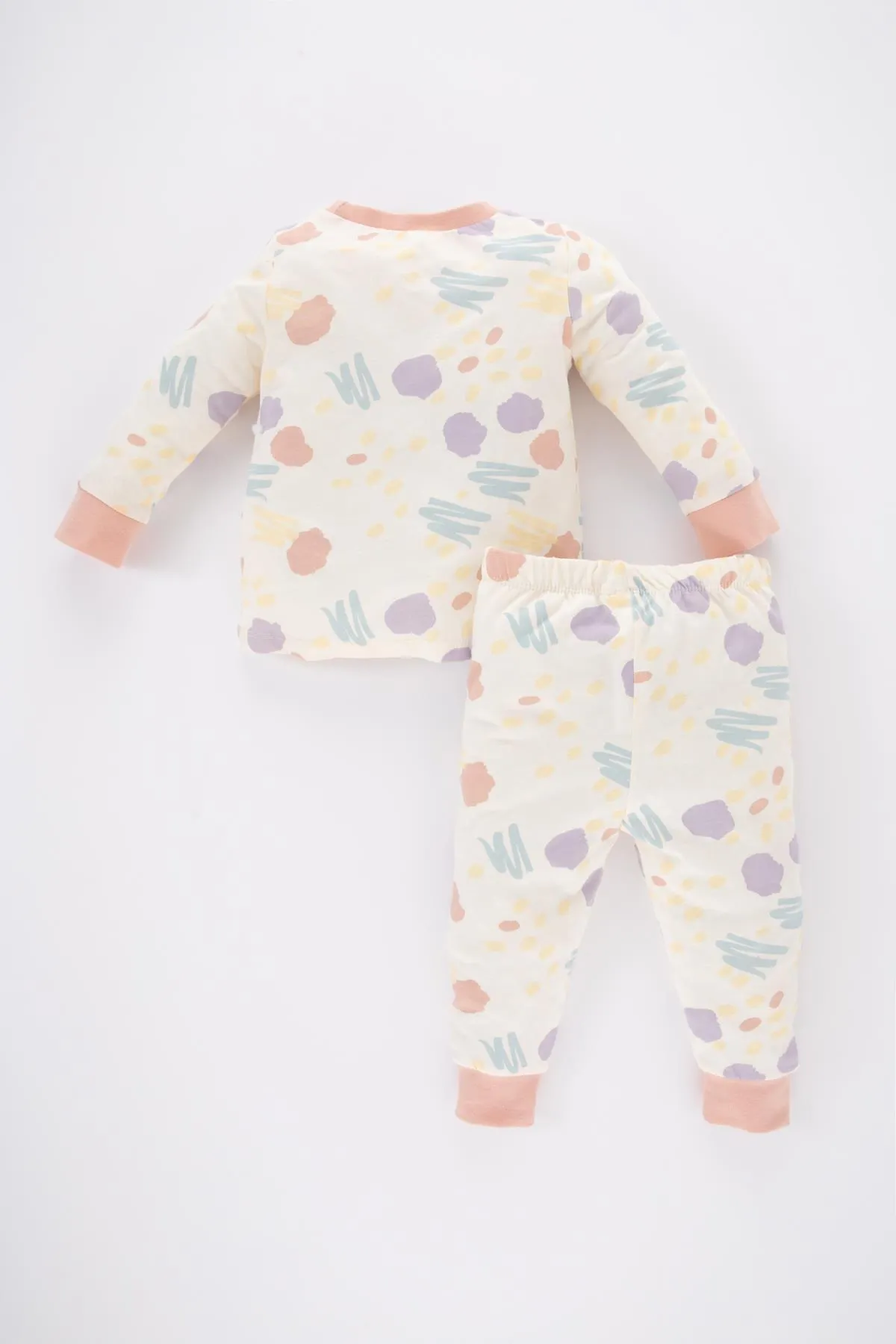 DeFacto  Langarm-Pyjama-Set aus gemusterter gekämmter Baumwolle für Babys