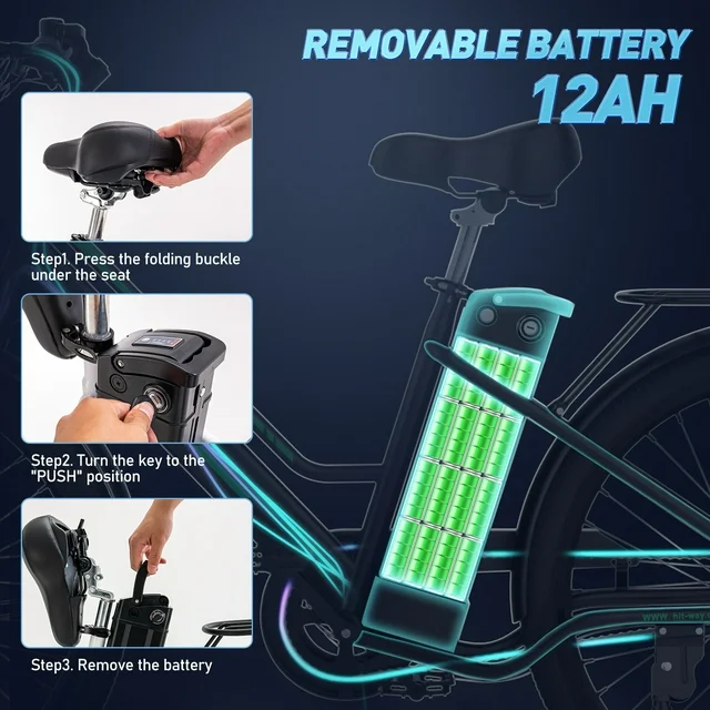 COLORWAY 26 Electric Bike for Woman, 500W Powerful Motor, 36V 12AH Removable Battery E Bike, , Max. Speed 19.9MPH Electric Bicycle
