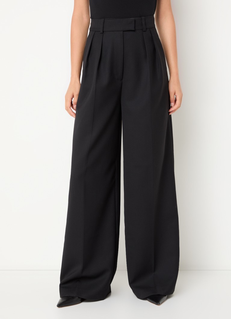 Anine Bing Lou high waist wide fit pants in wolblend