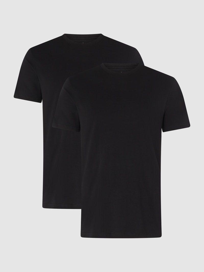 Regular Fit T-Shirt aus Pima-Baumwolle im 2er-Pack in schwarz