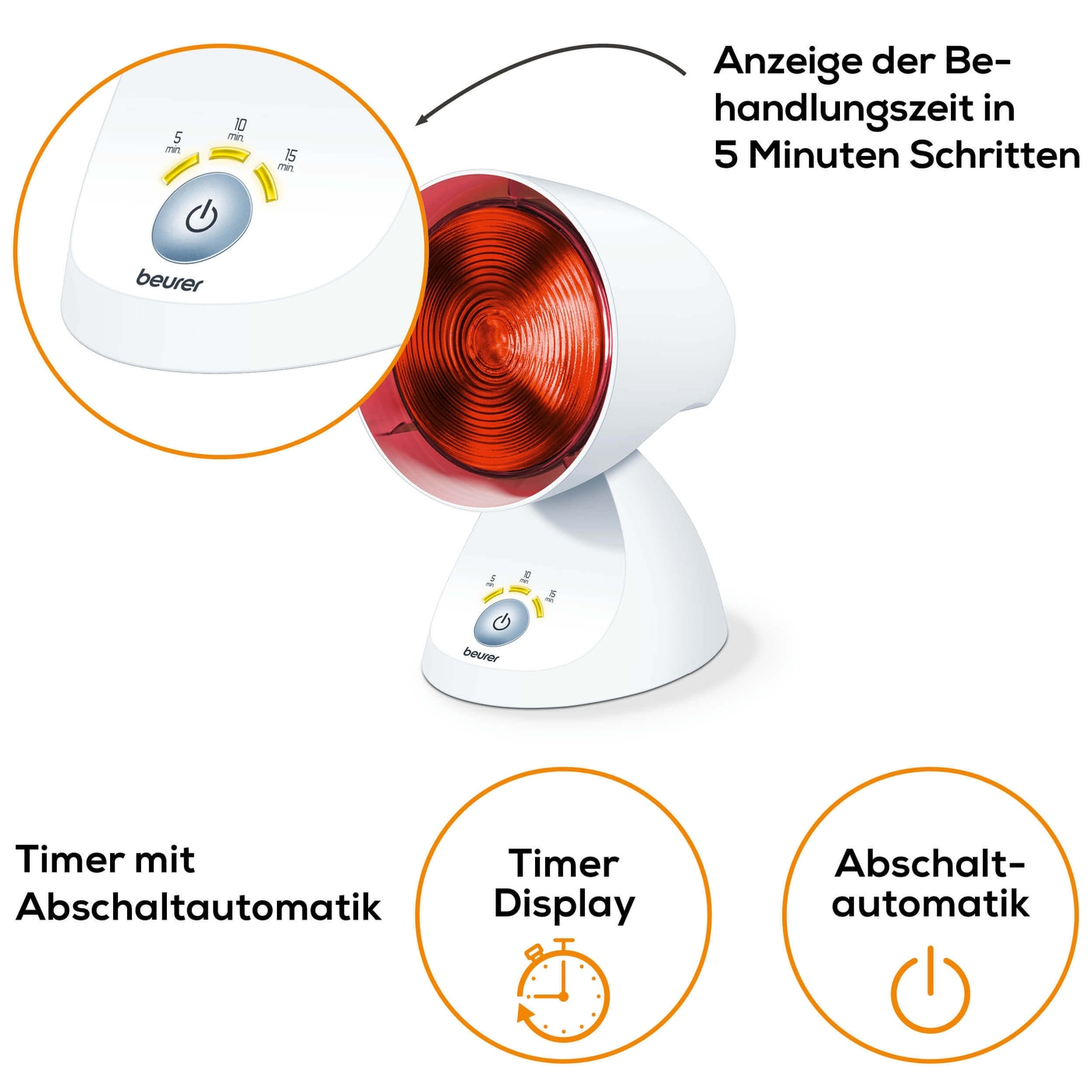 Beurer Infrarotlampe IL 35-Infrarotlampe mit Timer & Abschaltautomatik bei Erkältung & Verspannung