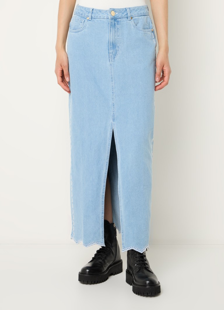 Fusta midi NIKKIE Cali denim cu fantă