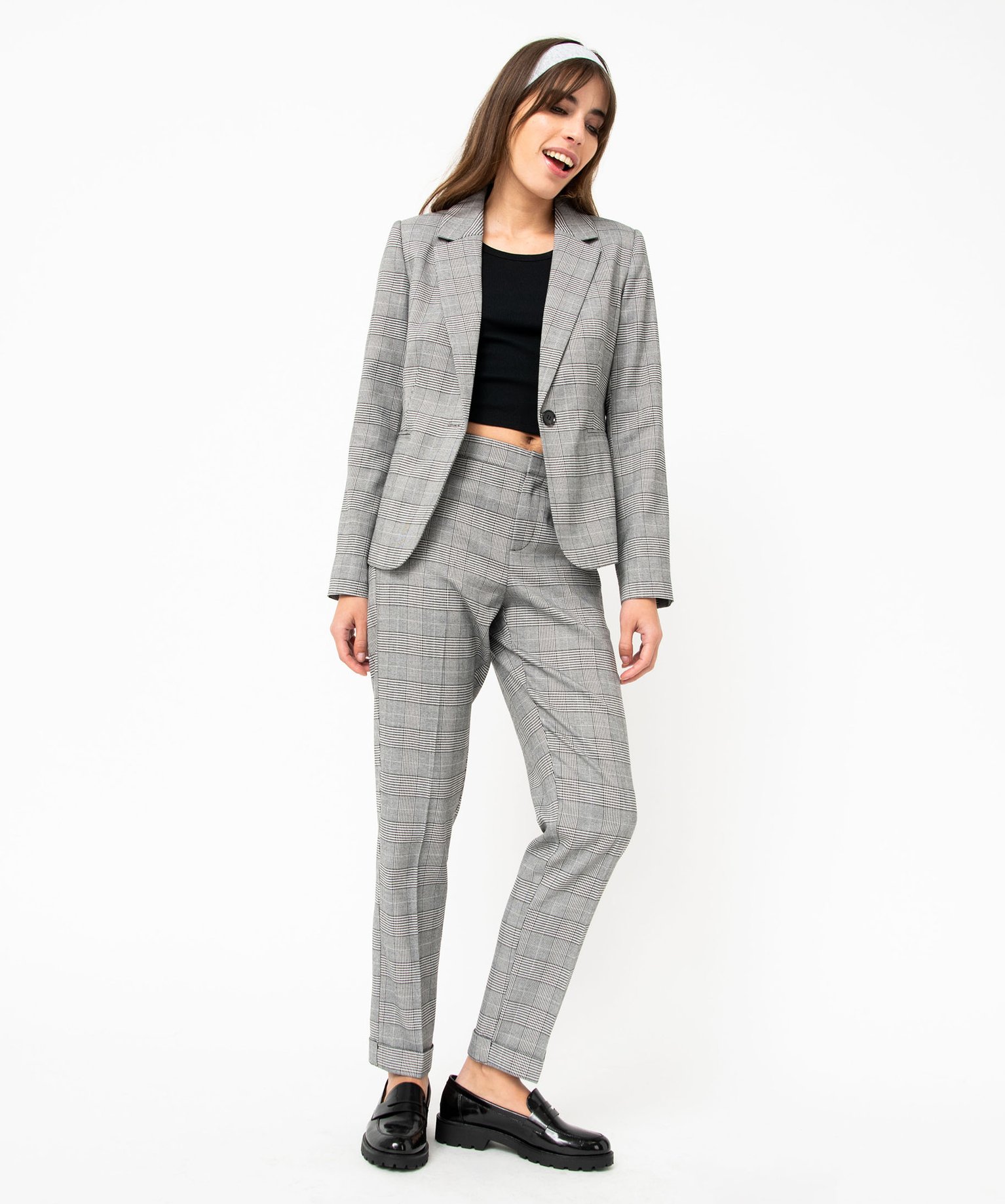 Veste de tailleur à motif Prince de Galles femme carreaux | GEMO