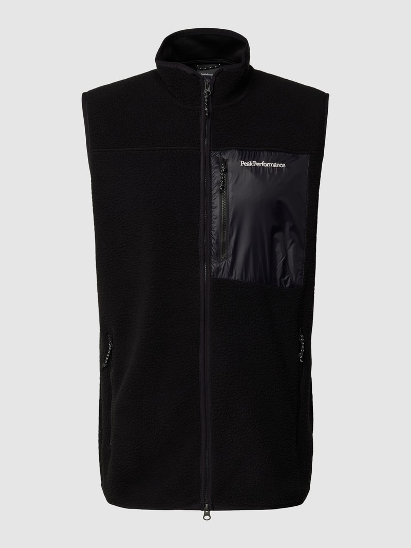 Fleeceweste mit Brusttasche Modell 'Pile' in schwarz