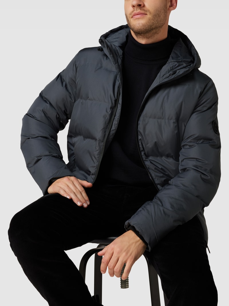 Steppjacke mit Label-Patch Modell 'Zommy' in anthrazit