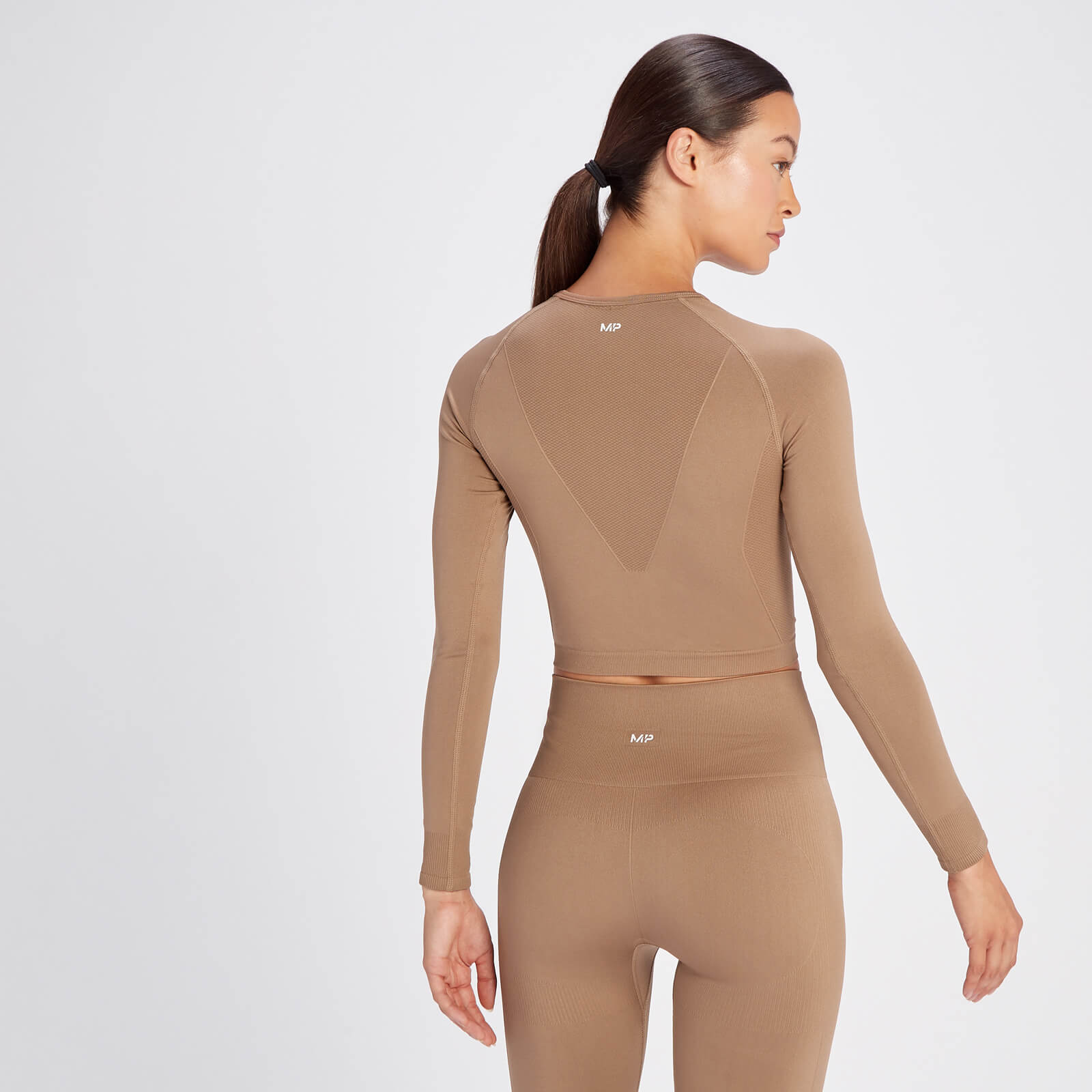 Crop top sans coutures à manches longues MP Shape pour femmes – Caramel