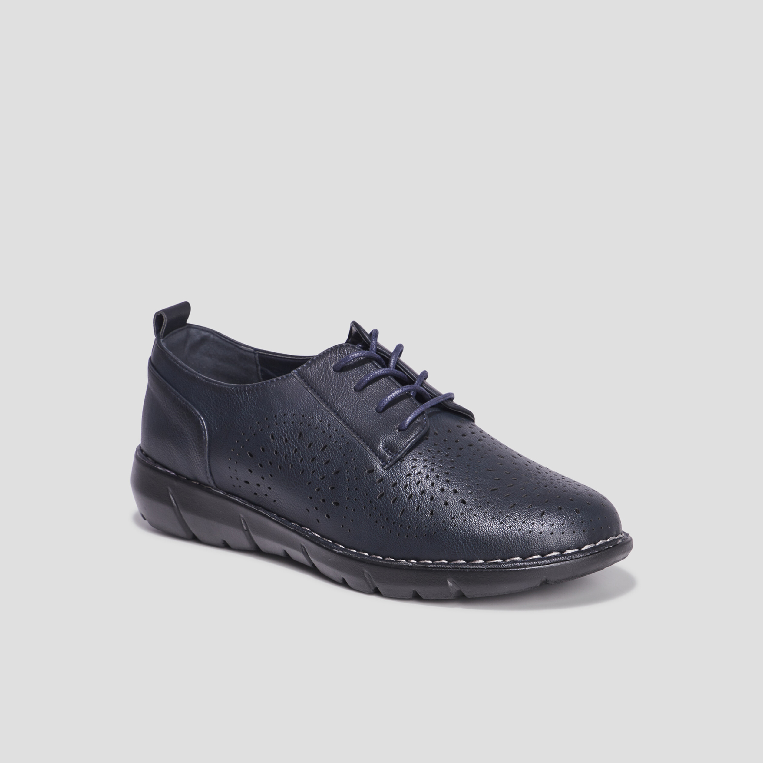Derbies à lacets compensées bleu marine femme | La Halle