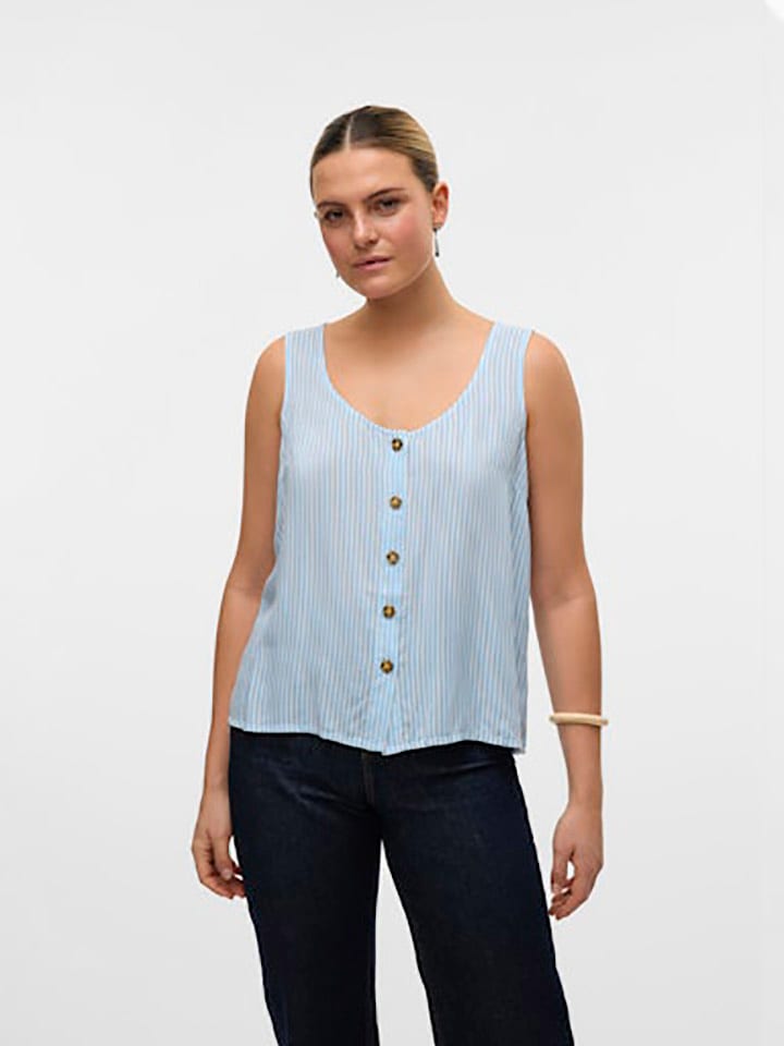 Vero Moda Top in Hellblau/ Weiß günstig kaufen