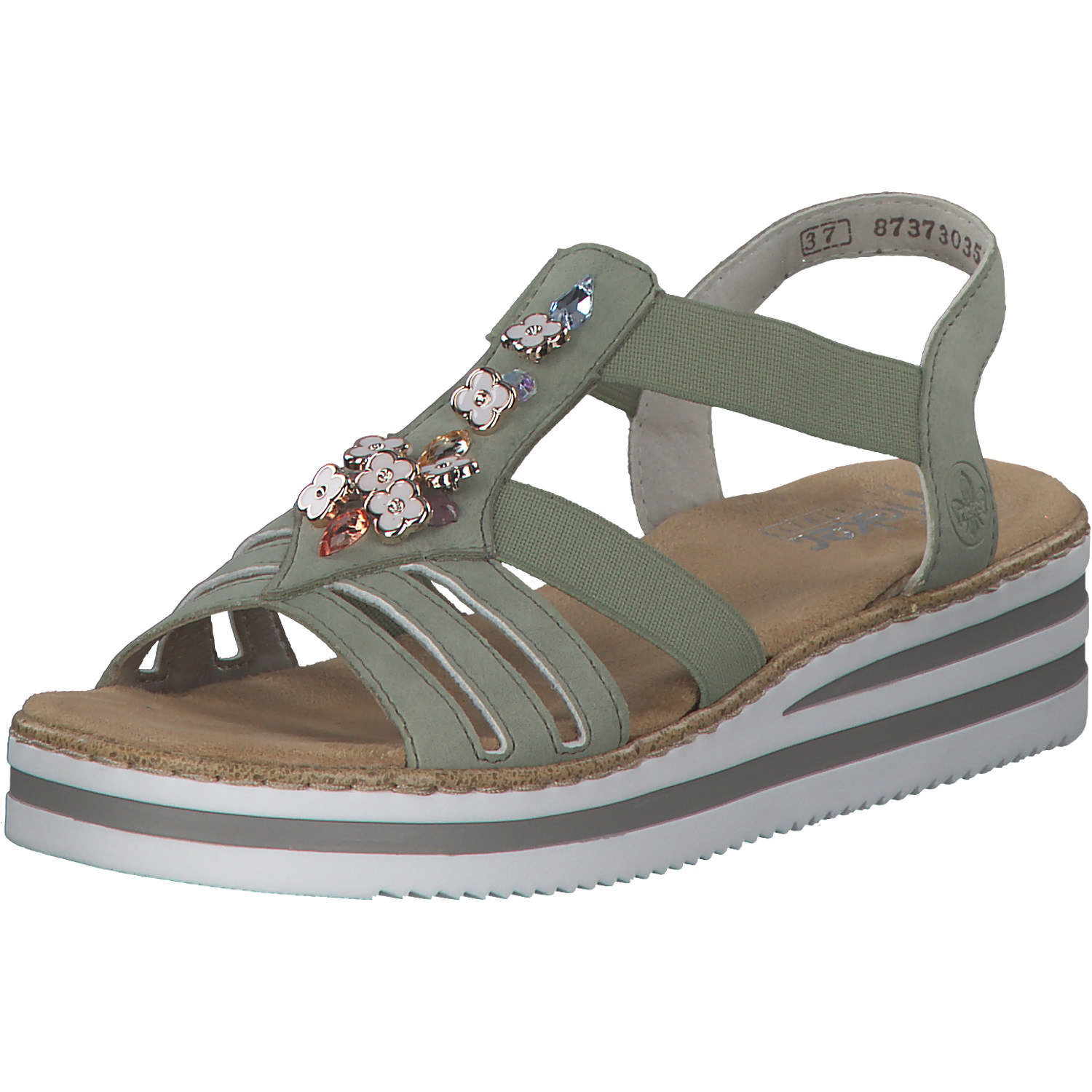 Rieker V0245, Plateau-Sandaletten, Damen, pistazie