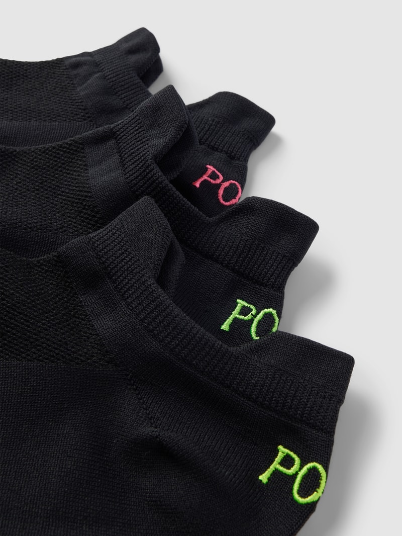 Sneakersocken mit Label-Print im 3er-Pack Modell 'DOUBLE' in schwarz