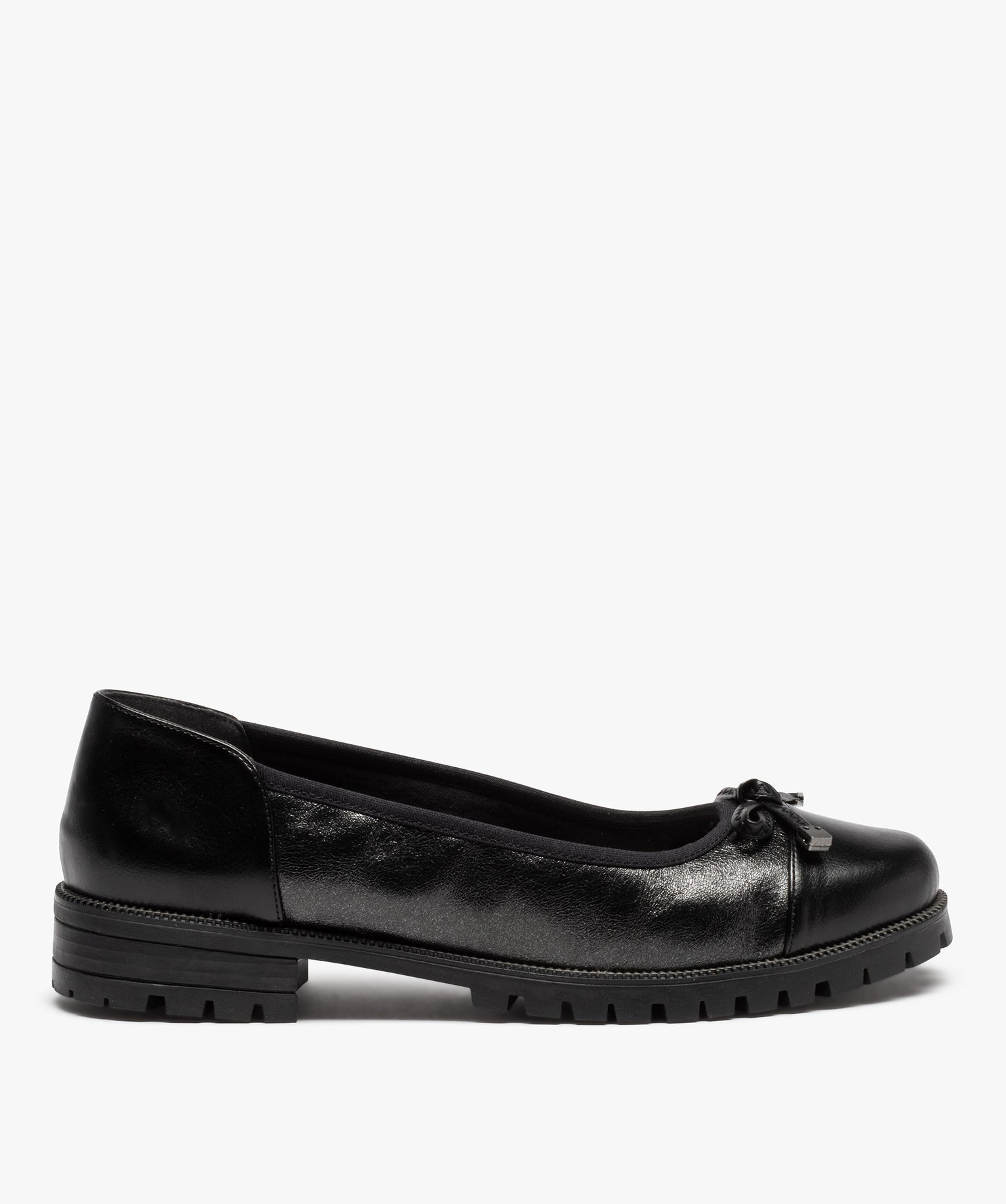 Ballerines femme à talon large et semelle crantée noir | GEMO