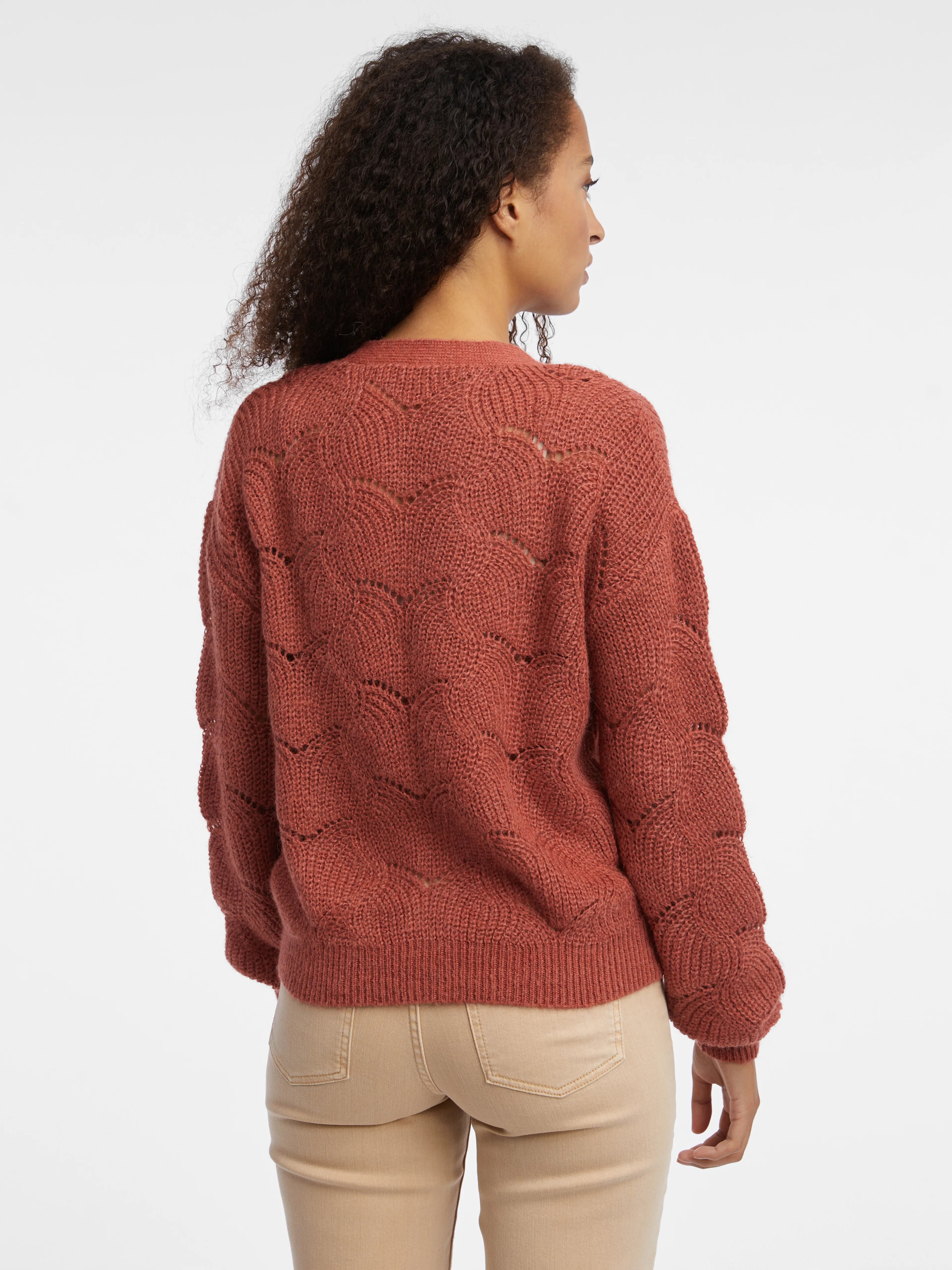 Ziegelfarbene Damen-Strickjacke ORSAY