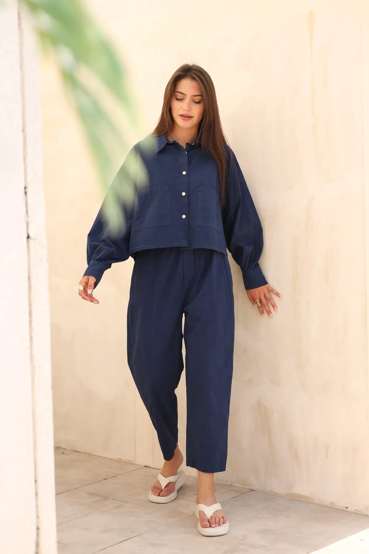 Laluvia  Marineblaues Hemd-Hosen-Set