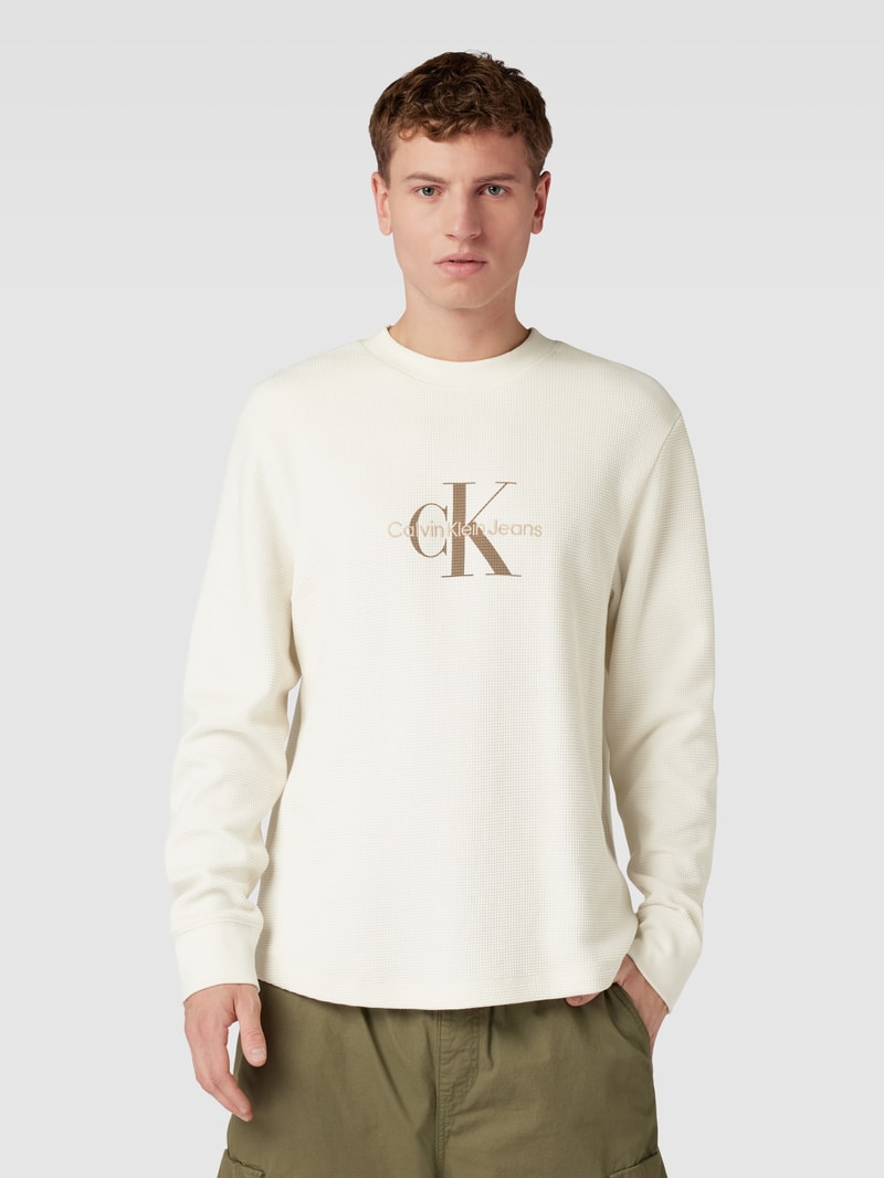 Longsleeve in Waffelstruktur Modell 'ARCHIVAL' in ecru