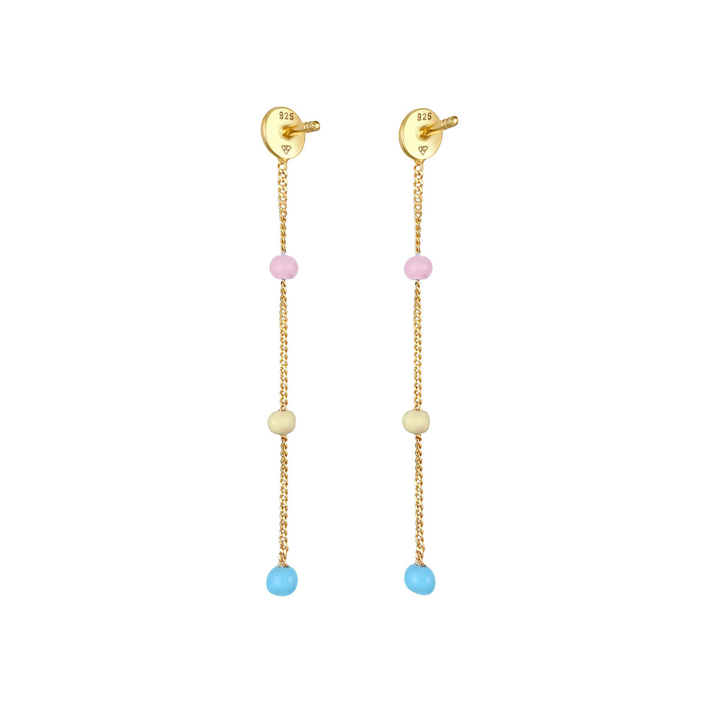 Elli Elli Boucles d'Oreilles Ohrstecker Hänger Rund Kugel Emaille 925 Silber Boucles d'oreilles