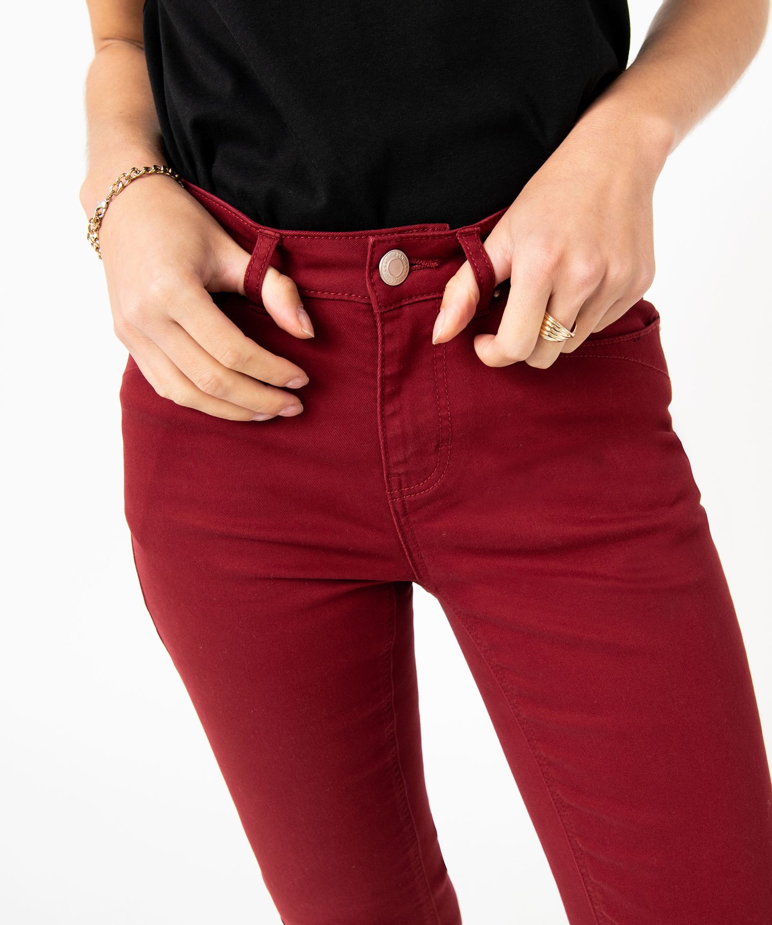 Pantalon femme coupe Slim taille normale rouge | GEMO