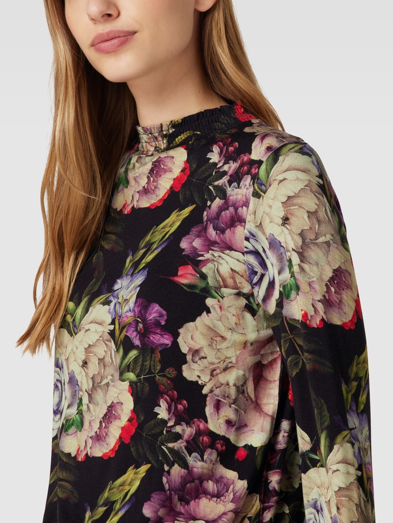 Longsleeve mit Allover-Muster in schwarz