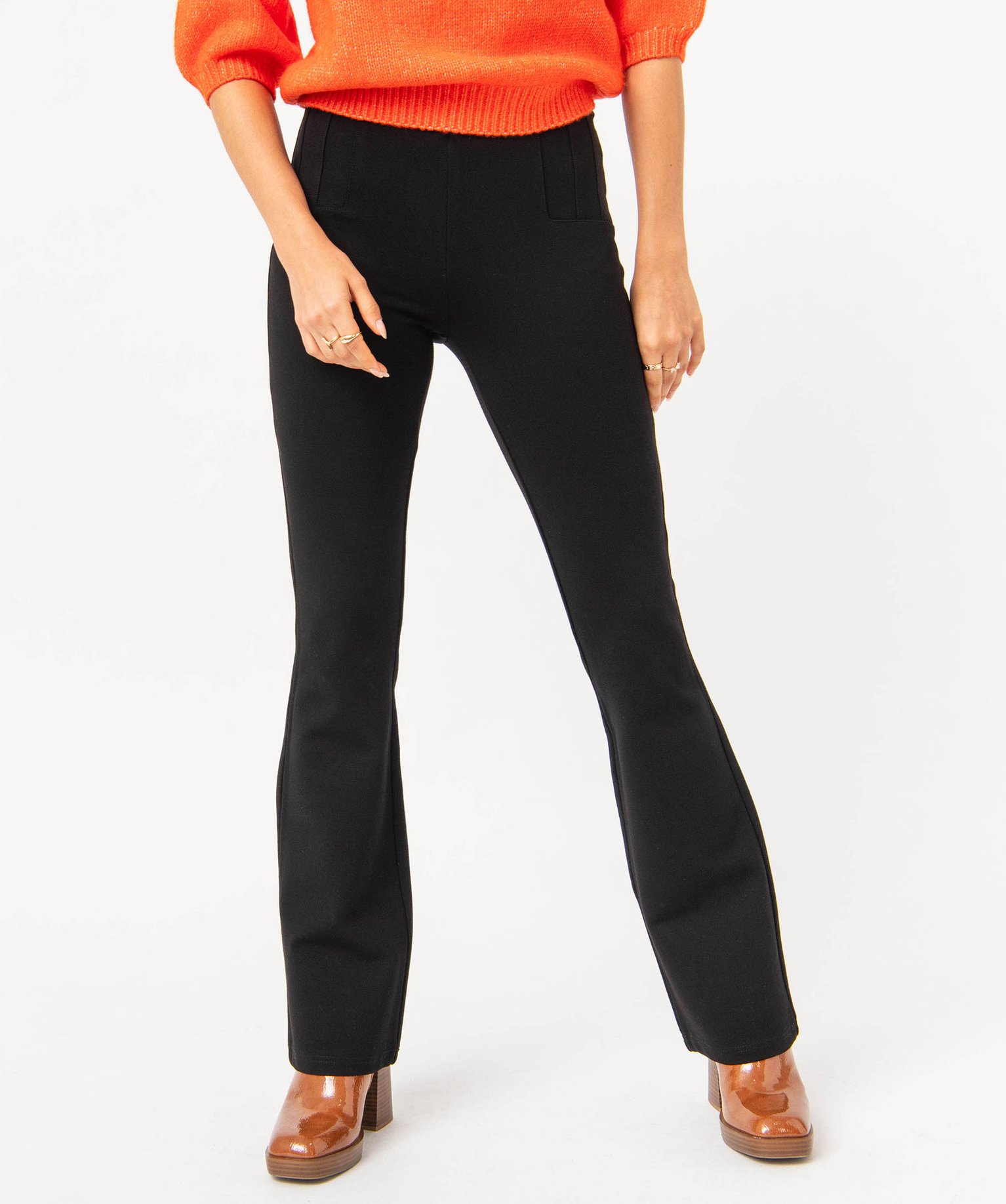 Leggings coupe flare avec surpiqres sur les hanches femme noir | GEMO