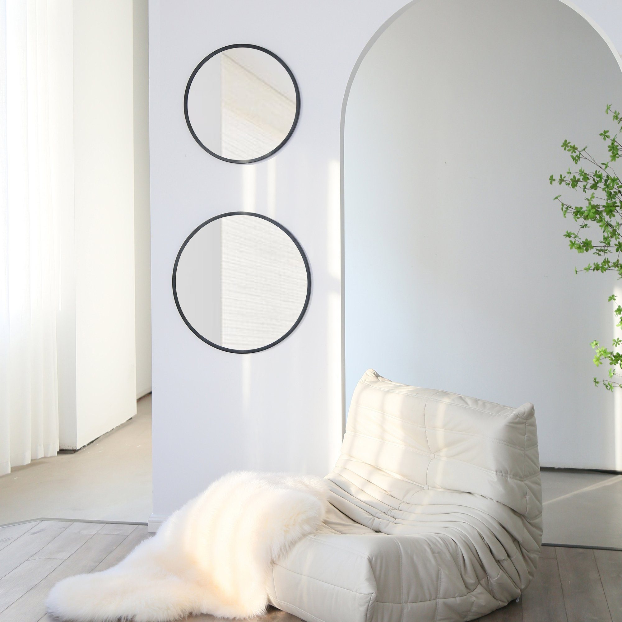 Albatros International Spiegel Albatros Spiegel rund schwarz mit Metallrand, 50cm Durchmesser, für Wohnzimmer, Badezimmer, Flur, Schlafzimmer, groß, Wand