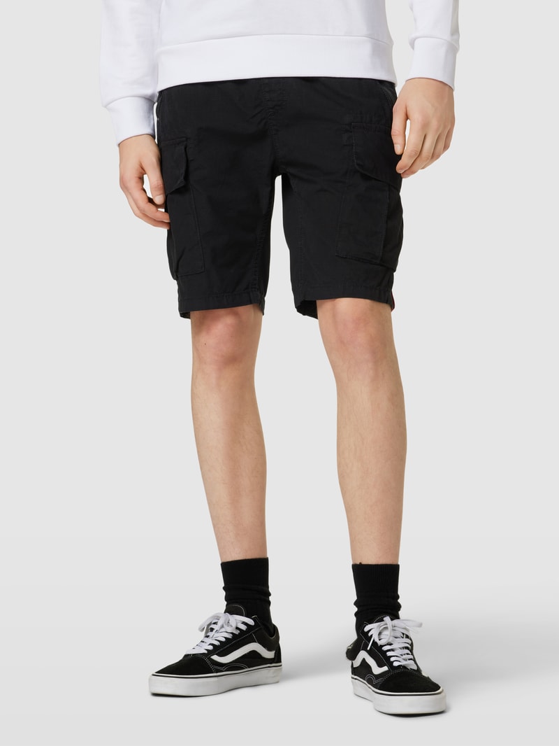 Bermudas aus Baumwolle mit Label-Details Modell 'RIBSTOP' in schwarz