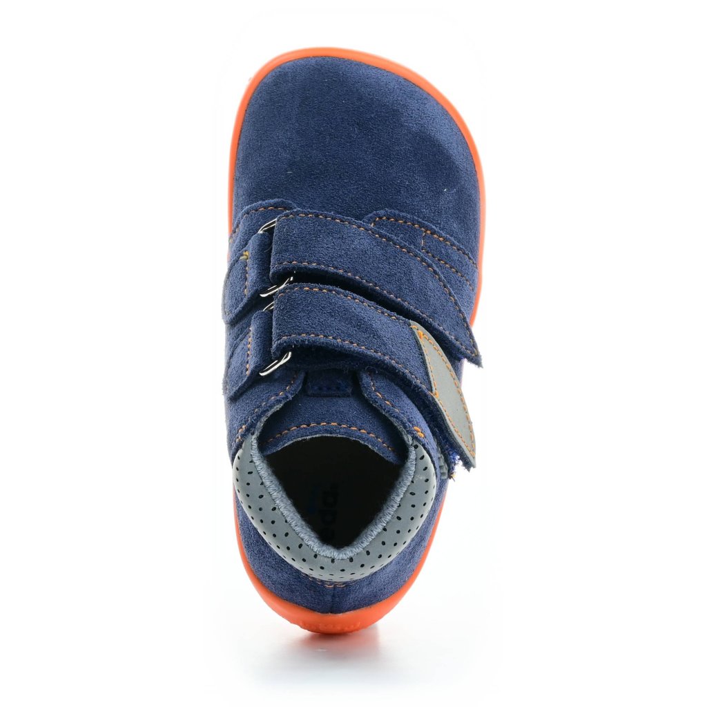Beda Mandarine mit Membran und Hinterkappe (BF 0001/W/M/2/OP) dunkel blaue Barfuß-Stiefeletten