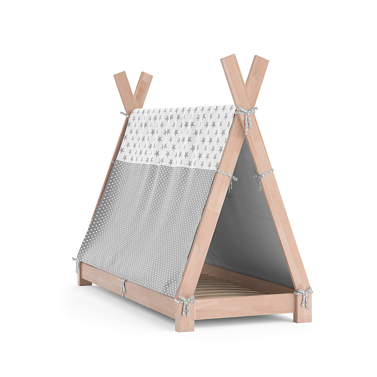 Kinderbett Hausbett Tipi + Überwurf 70x140cm Indianerzelt Indianerbett