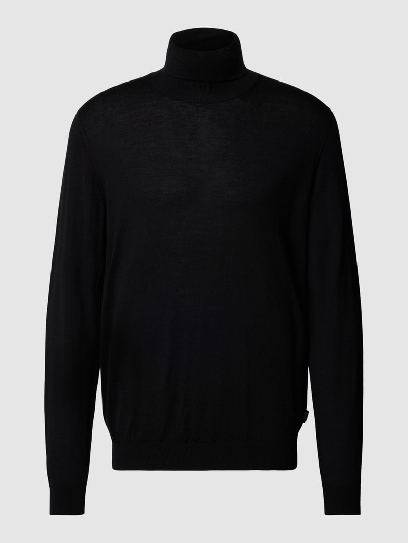 Rollkragenpullover im unifarbenen Design in schwarz