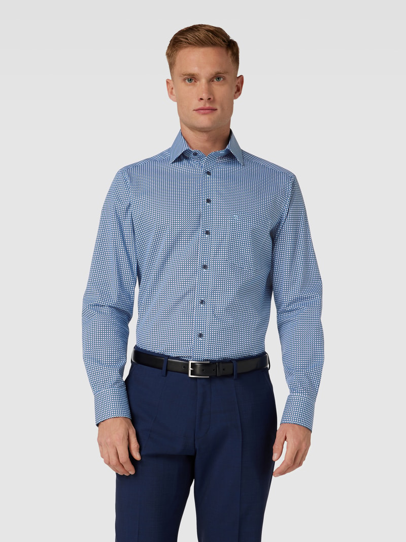 Modern Fit Business-Hemd mit Brusttasche in bleu