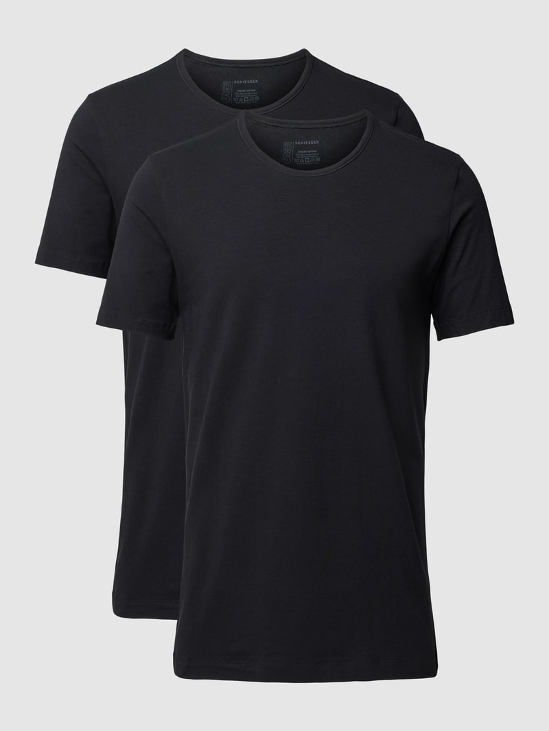 T-Shirt mit Rundhalsausschnitt im 2er-Pack in schwarz