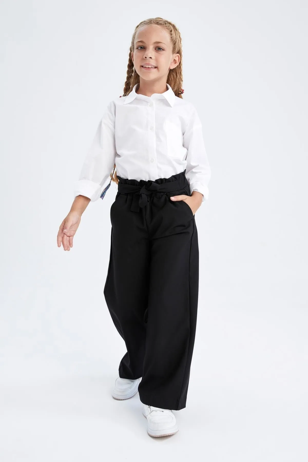 DeFacto  Mädchenhose „Back to School“ mit weitem Bein und Gürtel