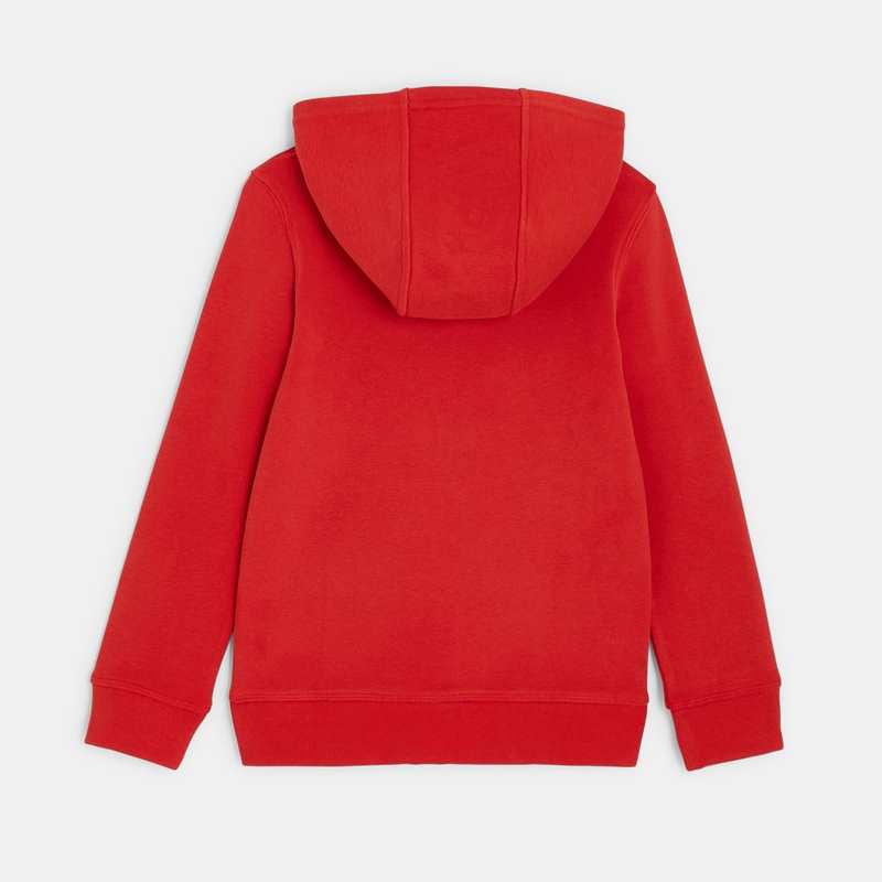 Sweat-shirt uni à capuche rouge garçon