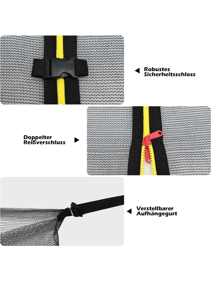 COSTWAY Trampolin Sicherheitsnetz 487cm für 6 Stangen in Schwarz günstig kaufen 185 cm