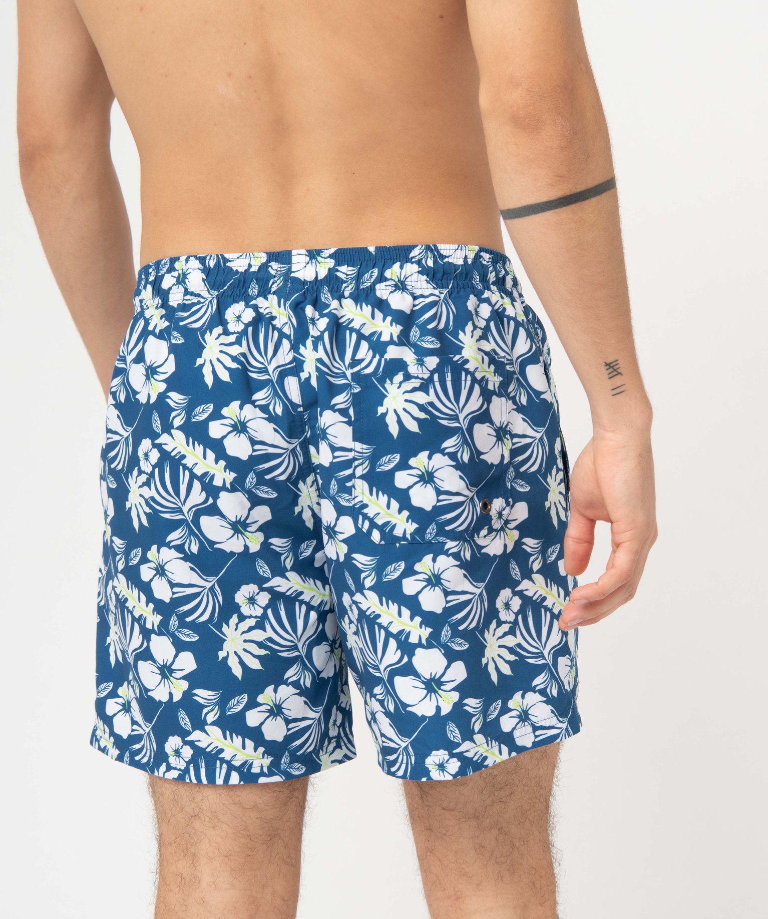 Short de bain homme à motif tropical bleu | GEMO