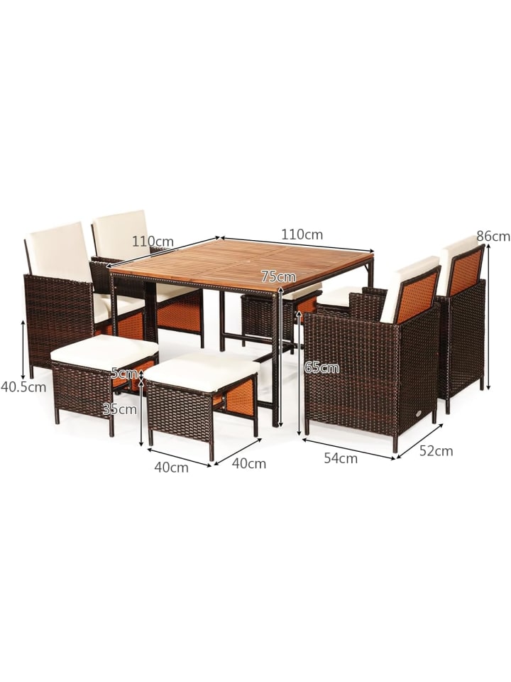 COSTWAY 9 tlg. Polyrattan Set Rattanmöbel in Beige günstig kaufen onesize