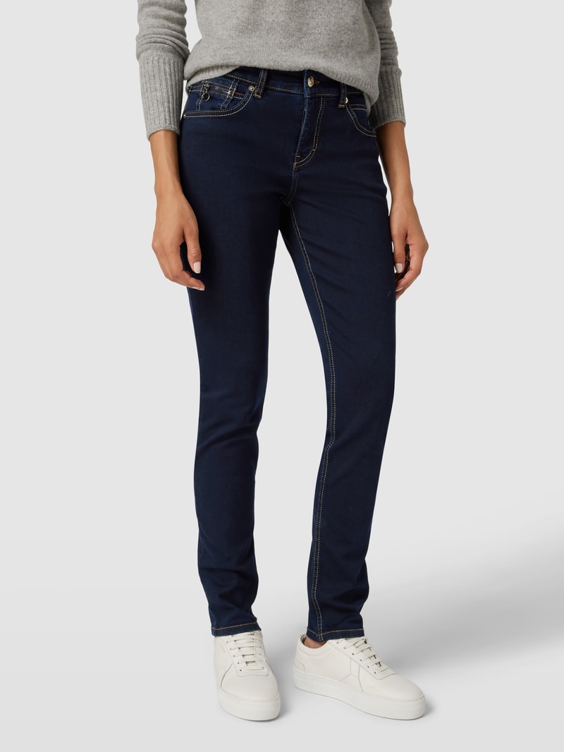 Slim Fit Jeans mit Reißverschlusstasche in marineblau