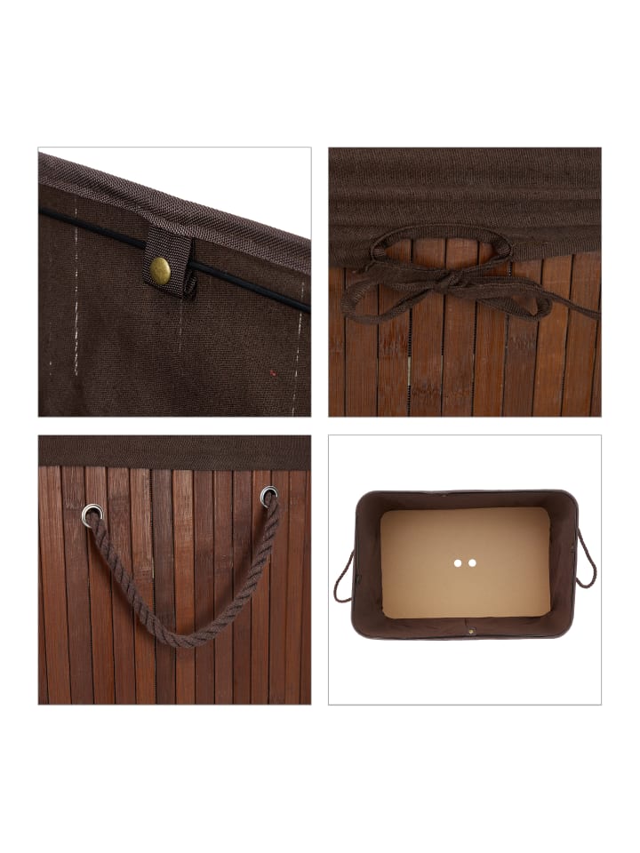 relaxdays Wäschekorb in Braun - (B)62,5 x (H)62 x (T)42,5 cm günstig kaufen onesize