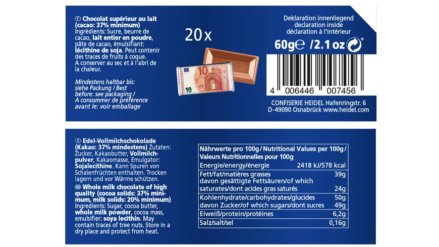 HEIDEL Euro-Sparschwein 60 g